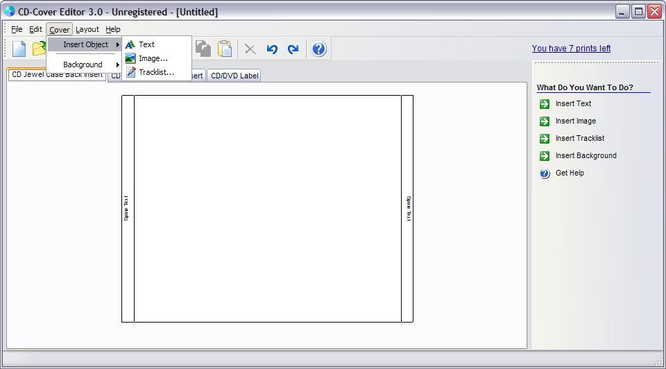 CD-Cover Editor 3.0 : Insert object