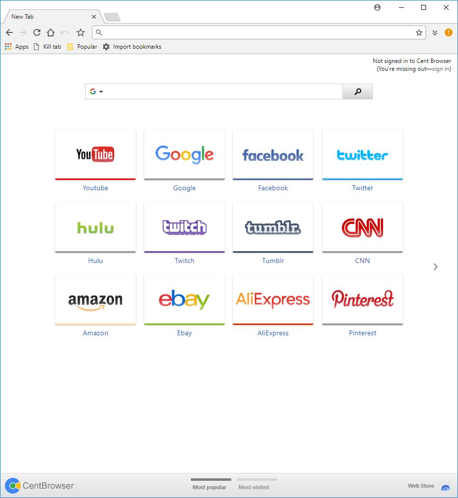 Cent Browser 3.1 : Main Window