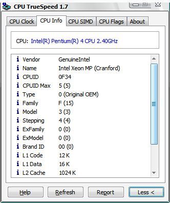 CPU TrueSpeed 1.7 : CPU info