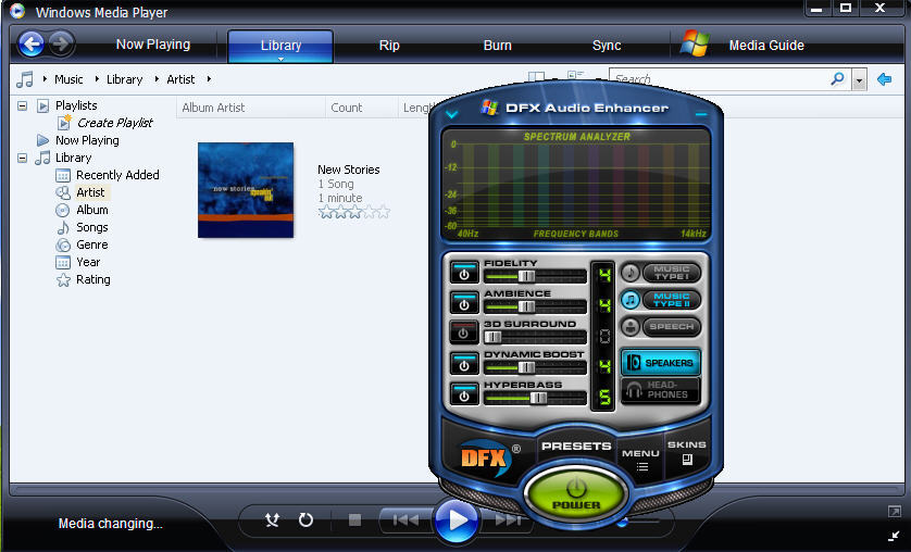DFX for Windows Media Player 9.3 : General View