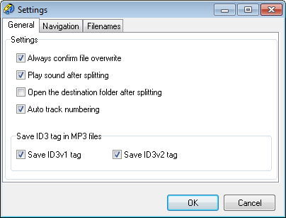 Direct WAV MP3 Splitter 3.0 : General Settings