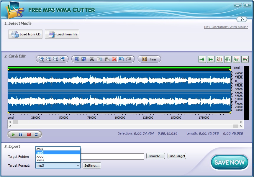 Free MP3 WMA Cutter 8.7 : Output Formats