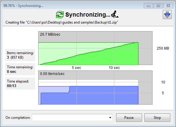 FreeFileSync 6.5 : Synchronizing