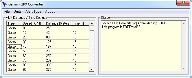 Garmin GPX Converter 1.1 : Main Window