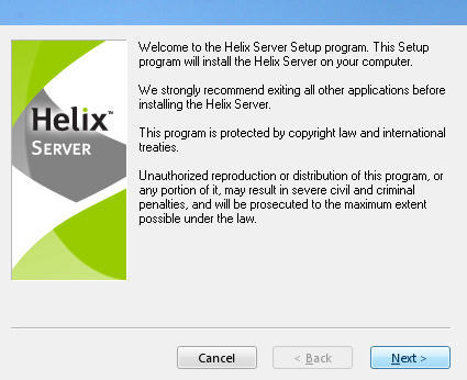 Helix Server 13.0 : Setup Window