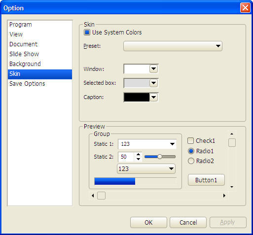 Hornil StylePix 1.8 : Options window