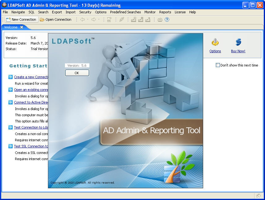 LDAP Admin And Reporting Tool 5.6 : Main window