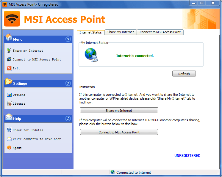 MSI Access Point 3.0 : Main window