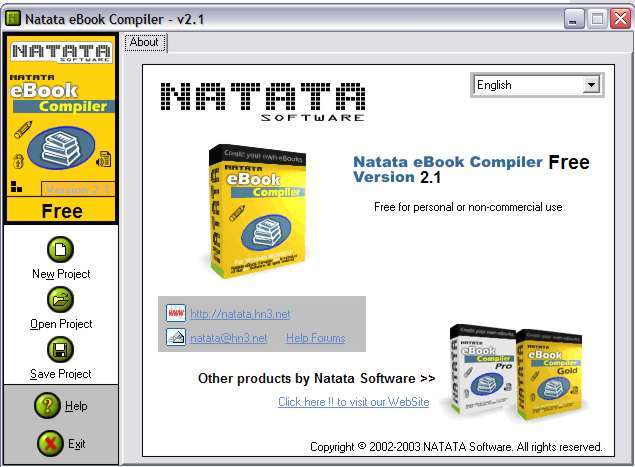 NATATA eBook Compiler 2.1 : Main window