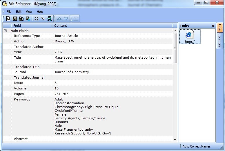 NoteExpress 2.7 : Edit reference