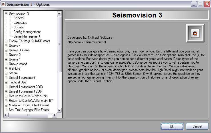 Seismovision 3.2 : Options