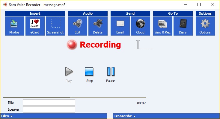 Speak-A-Message 10.3 : Recording in Progress