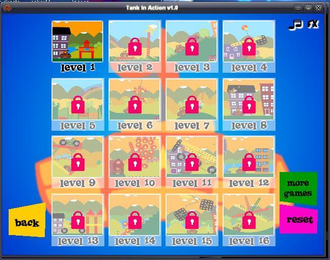 Tank In Action 1.0 : Levels Screen