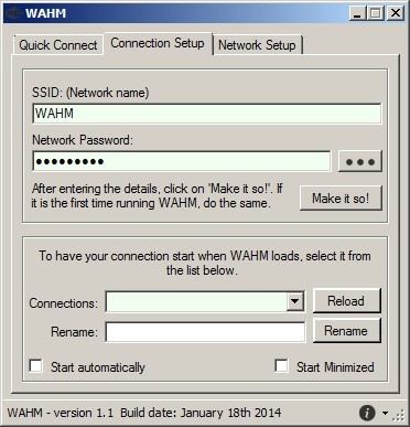 WiFi Ad-hoc Manager 1.1 : Main Window