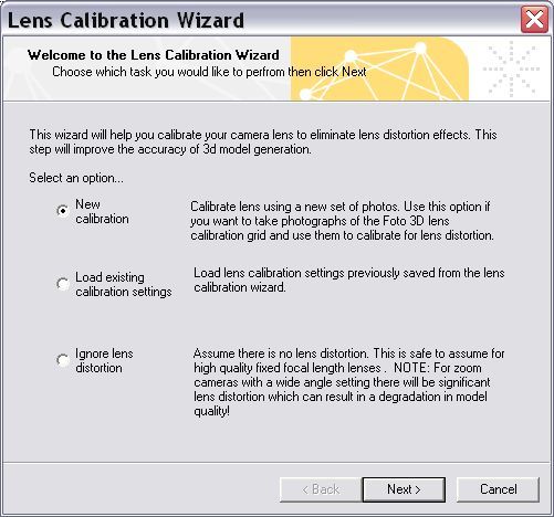 3D Software Object Modeller Pro 2.1 : Lens calibration wizard