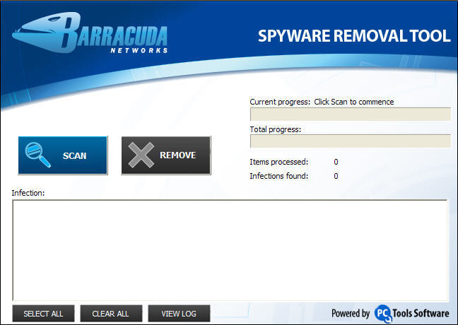 Barracuda Malware Removal Tool 2.0 : Main window
