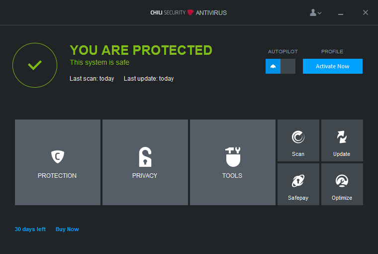 Chili Security Antivirus 1.0 : Main Window