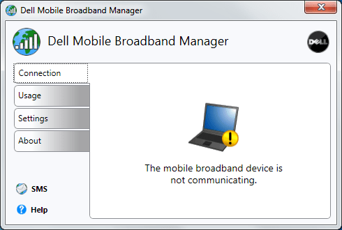 Dell Mobile Broadband Manager 6.1 : Main window