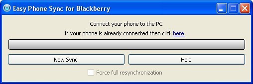 Easy Phone Sync for Blackberry 13.0 : Main Window