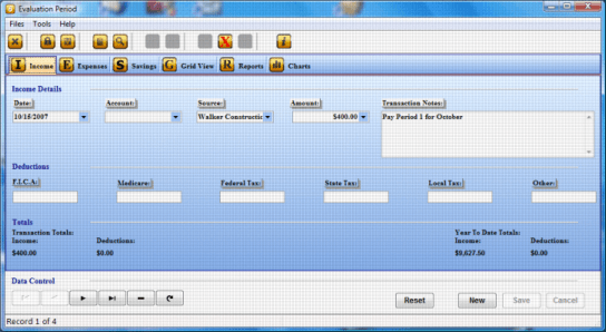Family Funds Tracker Pro 3.0 : Main Window