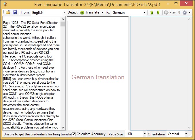 Free Language Translator 3.9 : Reverse Translation Panel