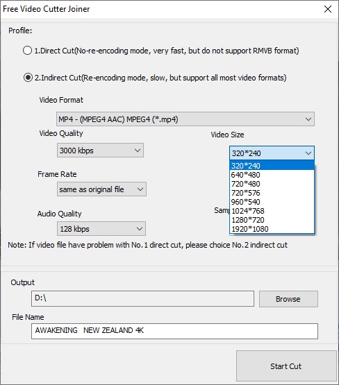 Free Video Cutter Joiner 11.0 : Video Cutter Settings