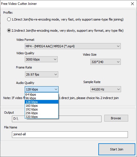 Free Video Cutter Joiner 11.0 : Video Joiner Settings