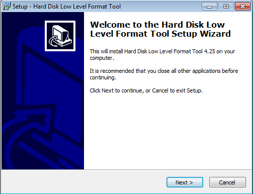 Hard Disk Low Level Format Tool 4.2 : Installation Wizard