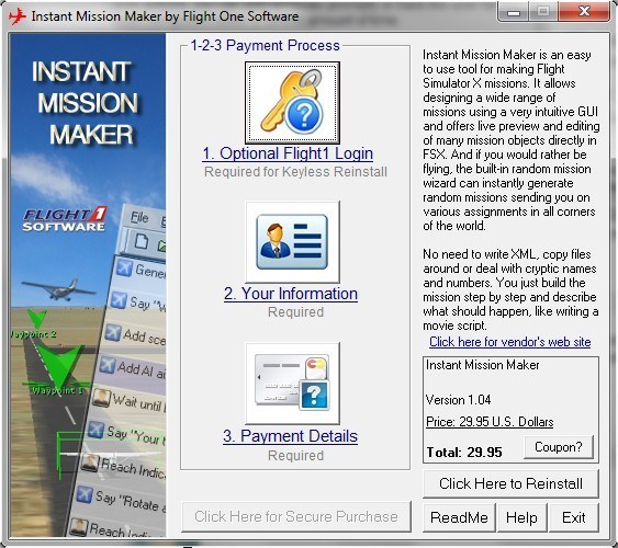 Instant Mission Maker 1.0 : Main window