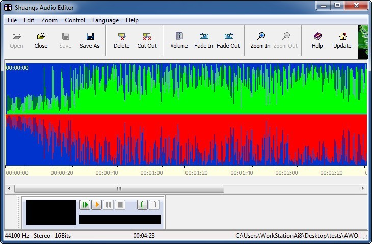 Shuangs Audio Editor 3.2 : Main Window