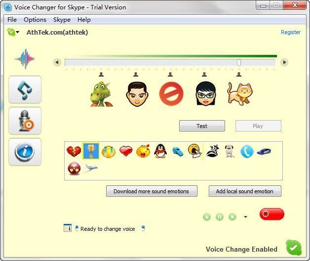 Skype Voice Changer 2.9 : Main Window