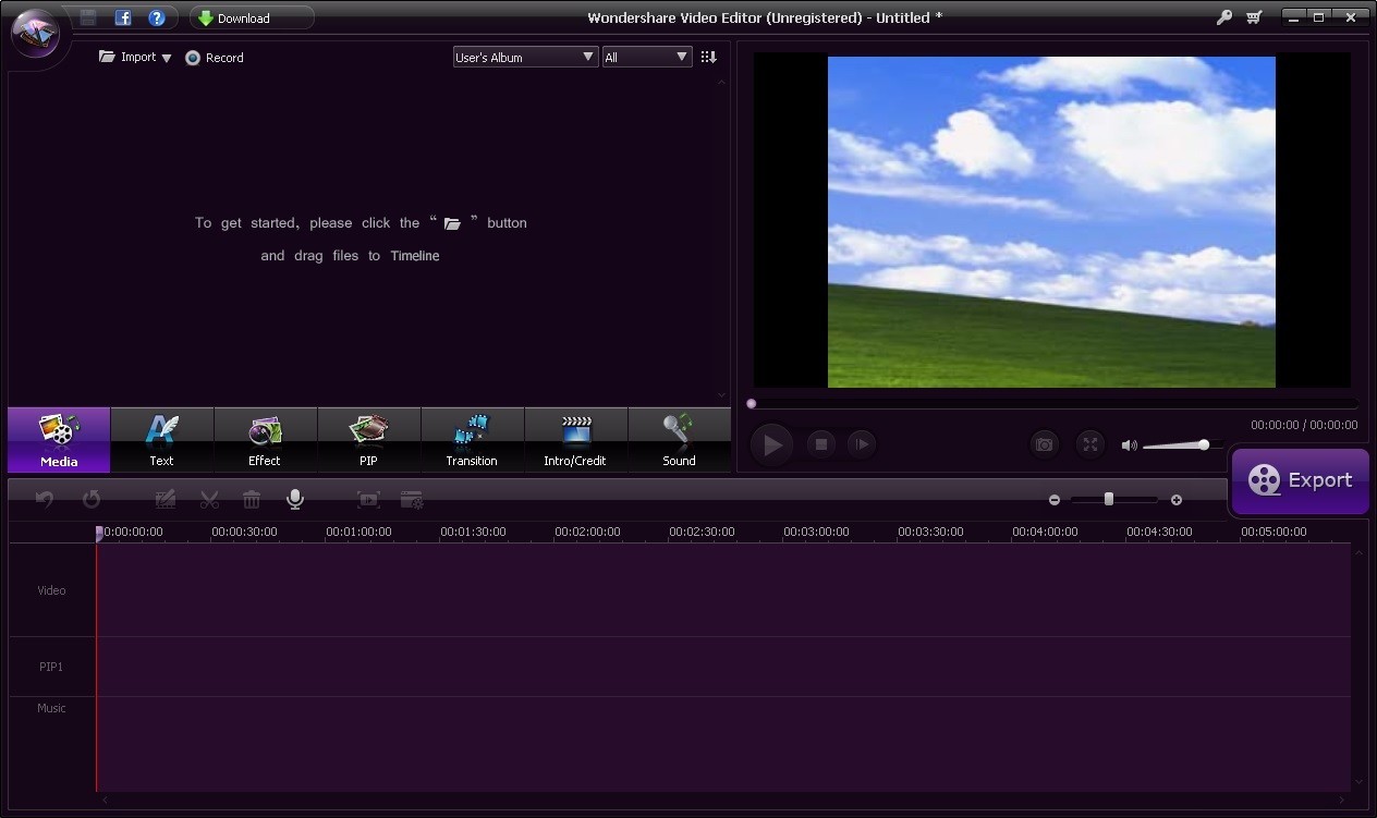 Wondershare Video Editor 3.5 : Main window