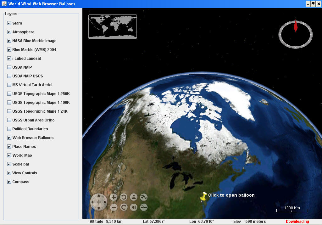 World Wind Java Web Browser Balloons 6.0 : Main window