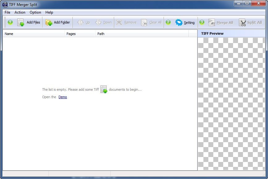 A-PDF TIFF Merge and Split 2.2 : Main Window
