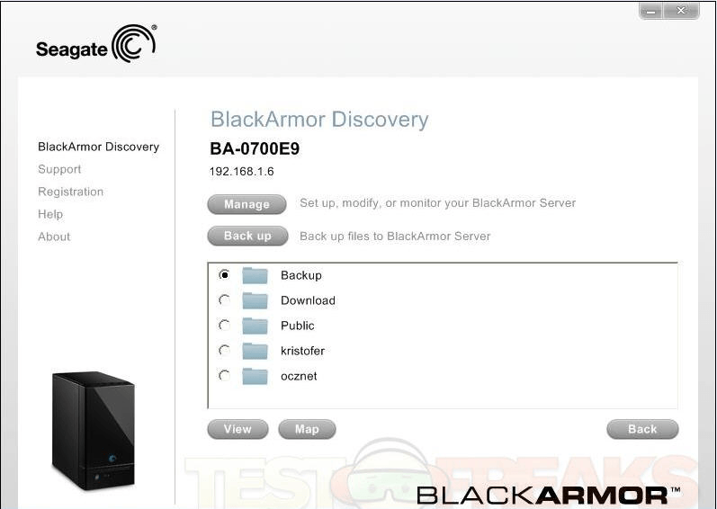 BlackArmor Discovery 1.2 : Main screen
