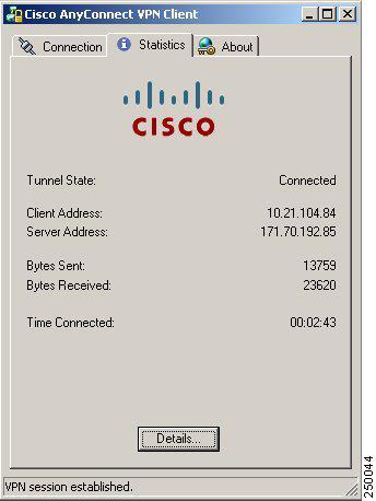 Cisco AnyConnect Mobile VPN Client ActiveSync Installer 2.5 : Main window