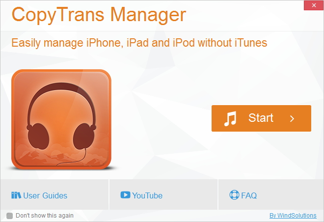 CopyTrans Manager 1.1 : Welcome Window