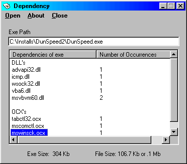 Dependency 1.0 : Main window.