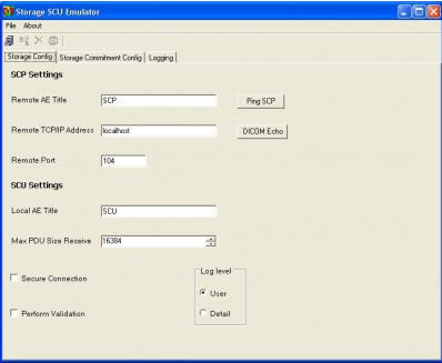DVTk Storage SCU Emulator 3.2 : Main window