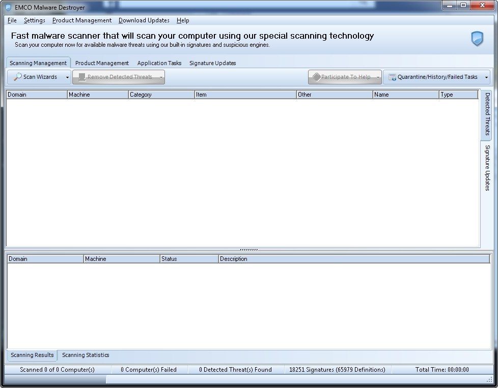 EMCO Malware Destroyer 7.5 : Main window