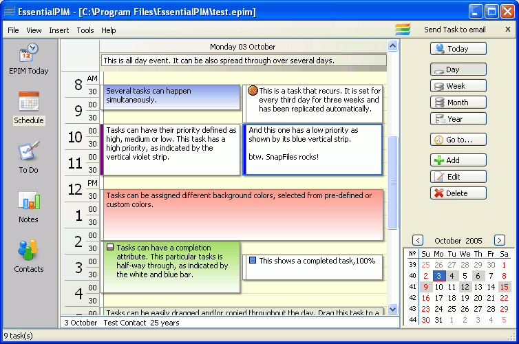 EssentialPIM 7.0 : Main window