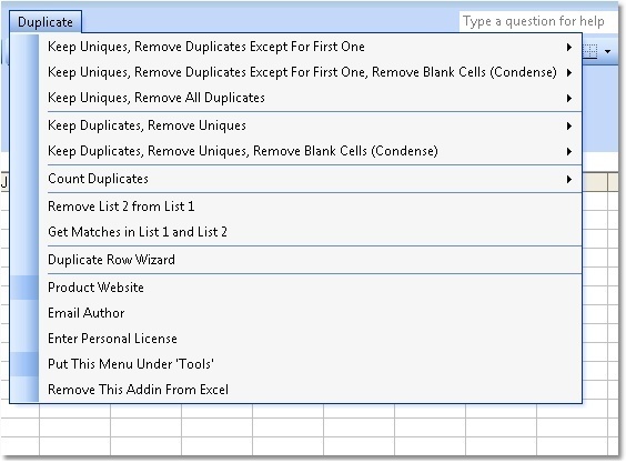 Excel Unique & Duplicate Data Remover 7.0 : Main Window