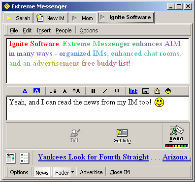 Extreme Messenger for AIM 1.6 : Main Window