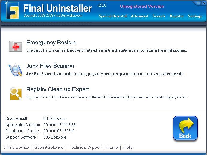 Final Uninstaller 2.5 : Advanced features