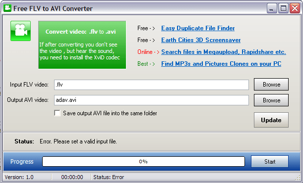 Free FLV to AVI Video Converter 1.0 : Output avi video