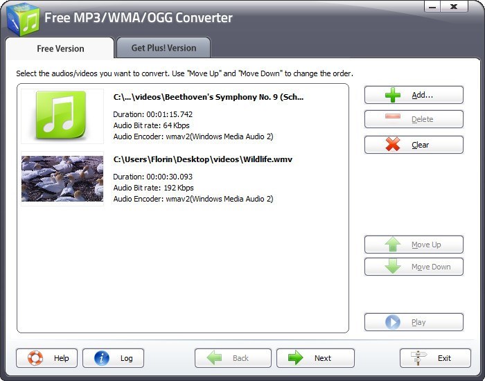 Free Mp3 Wma Ogg Converter 9.8 : Main Window