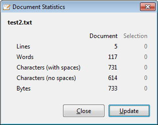 gedit 2.3 : Document Statistics