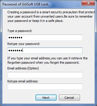 GiliSoft USB Lock 3.0 : Password entry screen