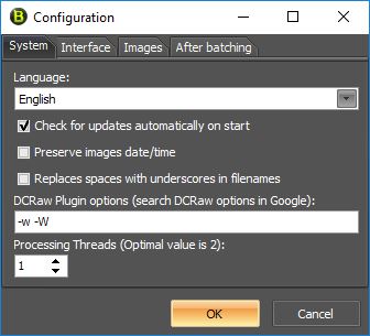 ImBatch 5.7 : Configuration Window