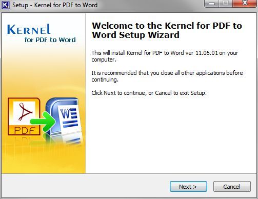 Kernel for PDF to Word 11.0 : Setup wizard